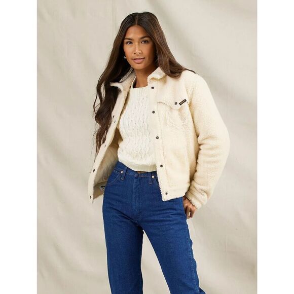 Wrangler Retro Cozy Sherpa Jacket Womens XXL White Snap Front - Picture 1 of 10
